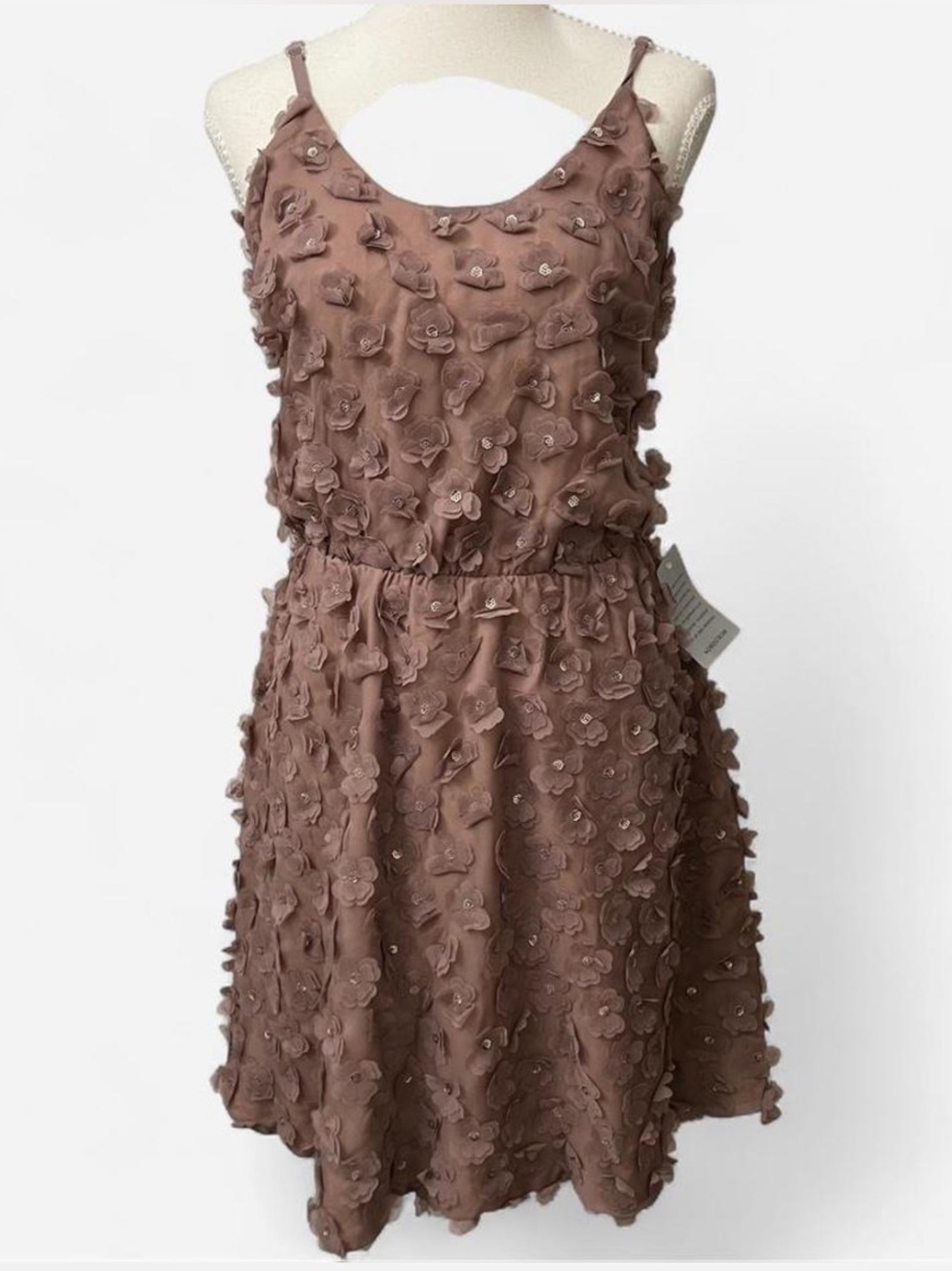Dress the Population Mauve Sequin Floral Appliqué Cocktail Mini Dress